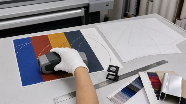 Printed fabric colors checked against production panel outlines